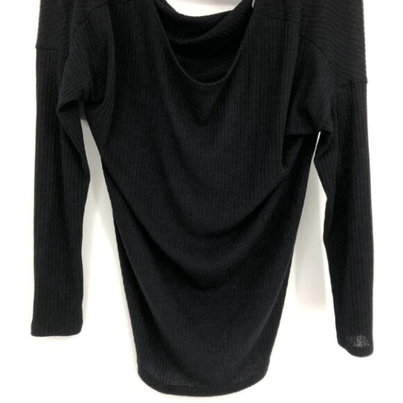 NWT Cherish black waffle knit draped open back long sleeve top  Small - Picture 6 of 14